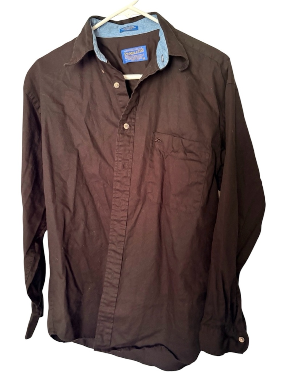 Pendleton Mens Black Long Sleeve Button Down Shirt 100% Cotton Size M